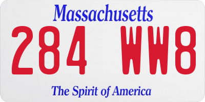 MA license plate 284WW8