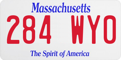 MA license plate 284WY0