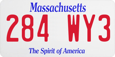 MA license plate 284WY3