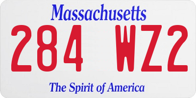 MA license plate 284WZ2