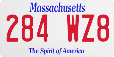 MA license plate 284WZ8