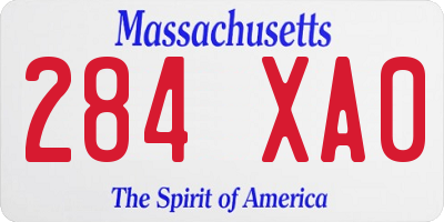 MA license plate 284XA0