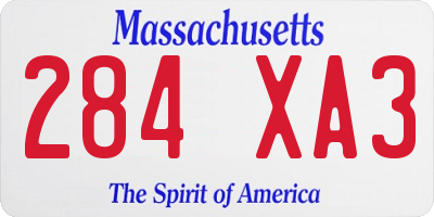 MA license plate 284XA3
