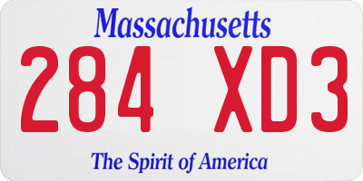 MA license plate 284XD3