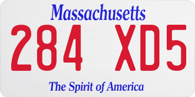 MA license plate 284XD5