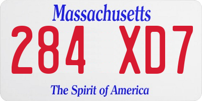 MA license plate 284XD7