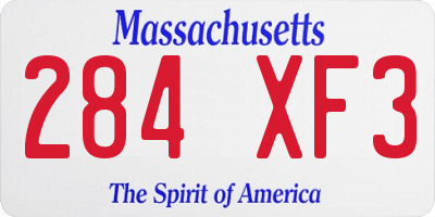 MA license plate 284XF3