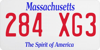 MA license plate 284XG3