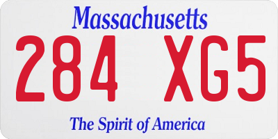 MA license plate 284XG5
