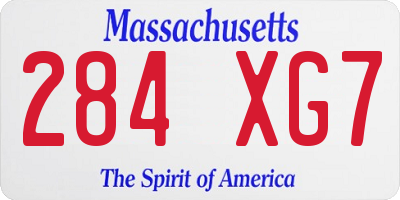 MA license plate 284XG7