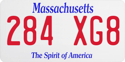 MA license plate 284XG8
