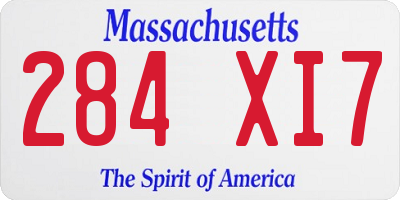 MA license plate 284XI7