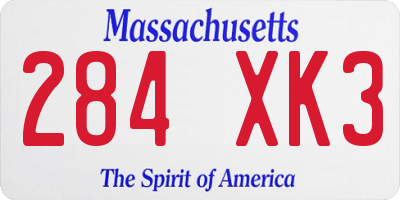 MA license plate 284XK3