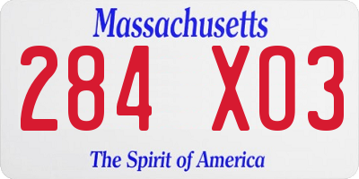 MA license plate 284XO3
