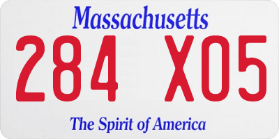 MA license plate 284XO5