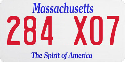 MA license plate 284XO7