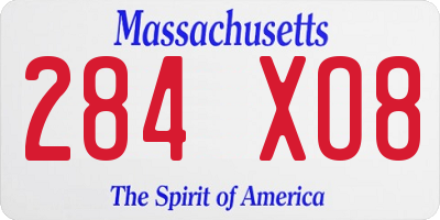 MA license plate 284XO8