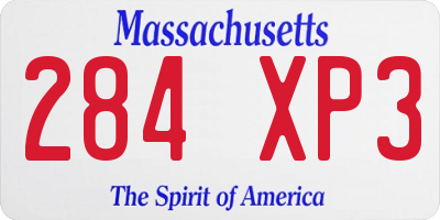 MA license plate 284XP3