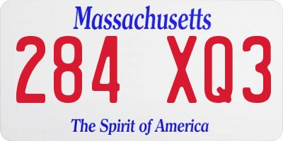 MA license plate 284XQ3
