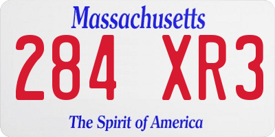 MA license plate 284XR3