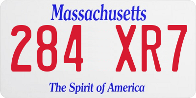 MA license plate 284XR7