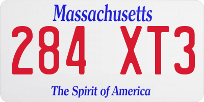 MA license plate 284XT3