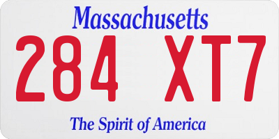 MA license plate 284XT7