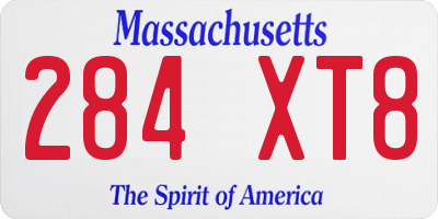 MA license plate 284XT8