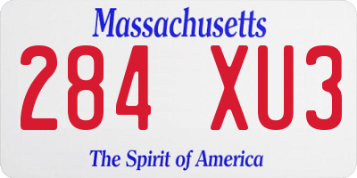 MA license plate 284XU3