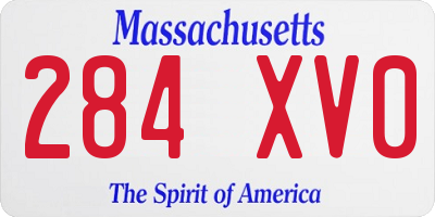 MA license plate 284XV0