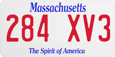 MA license plate 284XV3