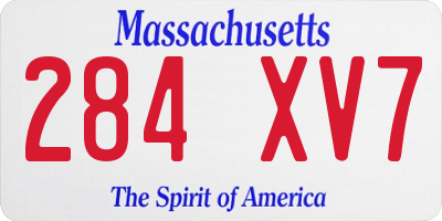 MA license plate 284XV7
