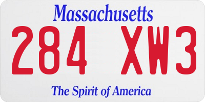 MA license plate 284XW3