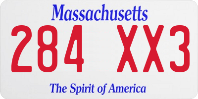MA license plate 284XX3