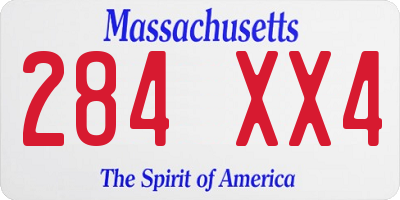 MA license plate 284XX4