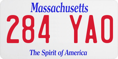 MA license plate 284YA0