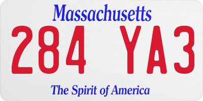 MA license plate 284YA3