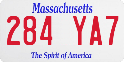 MA license plate 284YA7