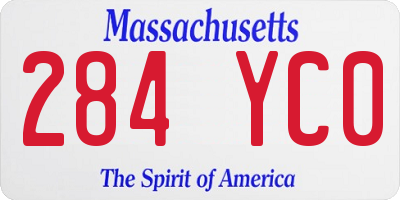 MA license plate 284YC0