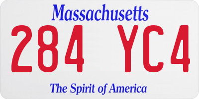 MA license plate 284YC4