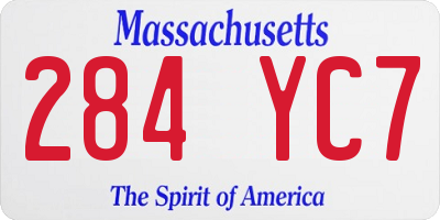 MA license plate 284YC7