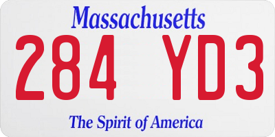 MA license plate 284YD3
