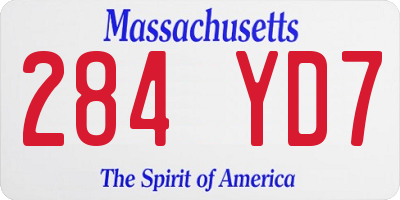 MA license plate 284YD7