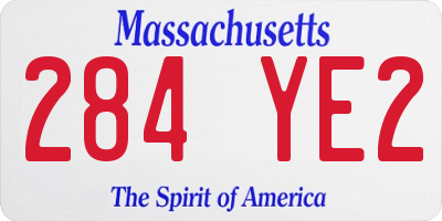MA license plate 284YE2