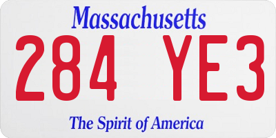 MA license plate 284YE3