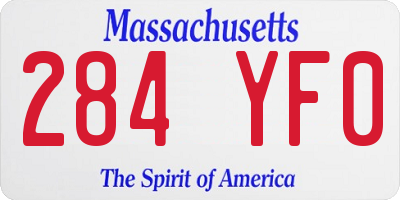 MA license plate 284YF0