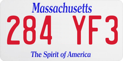 MA license plate 284YF3