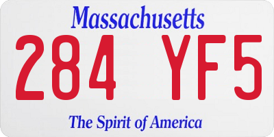 MA license plate 284YF5