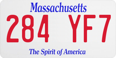MA license plate 284YF7