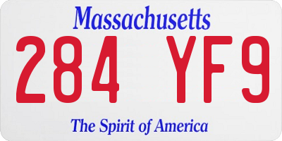 MA license plate 284YF9